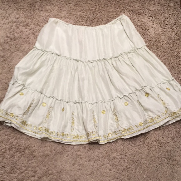 Rangoon silk sea foam and gold skirt - Picture 2 of 5